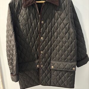 Brooks Brothers Quilted Jacket - black with brown trim